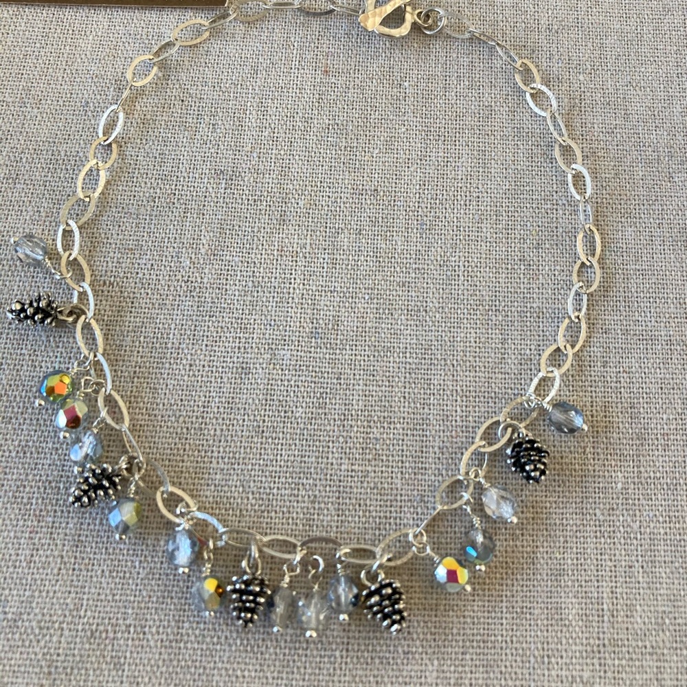 New Sterling Silver Chain w Silver Vitrail Czech Faceted Glass Beads & Tiny …